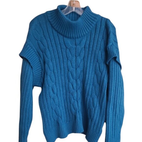 Blue Cable Knit Sweater Time and Tru - Picture 3 of 11